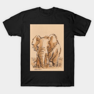 "Pensive"  Elephant Ink Wash Painting T-Shirt